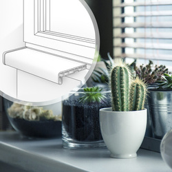 Fensterbank Fensterbrett für den Innenbereich PVC Tiefe 20cm SILBER + Endkappen GRATIS!