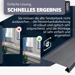 Renovierungsabdeckung für alte Innenfensterbank – Nuss Tiefe 38cm