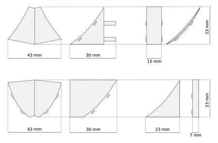 23mm Endstück RECHTS ALUMINIUM 1 Stk.