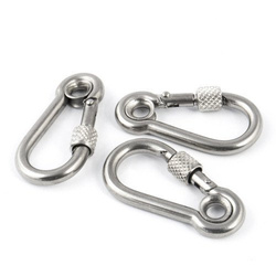 KARABINERHAKEN Feuerwehre Edelstahl V4A NIRO Karabiner mit Sicherheitsmutter und Kausche 11mm