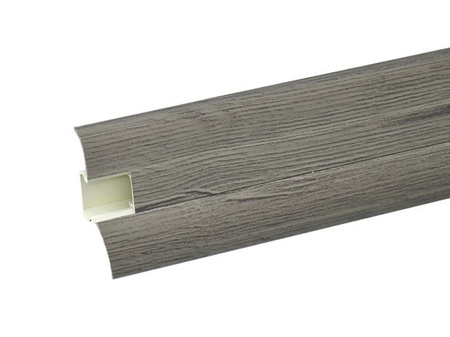 2,5m Fussleiste PVC 62mm Eiche Dunkel + Montagematerial Gratis