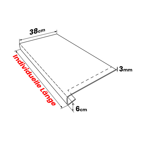 Renovierungsabdeckung für alte Innenfensterbank – Weiss Tiefe 38cm