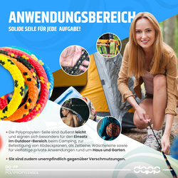 Polypropylenseil 3mm Schnur Polypropylen Seil Tauwerk Flechtleine WEISS OHNE PÜNKTCHEN
