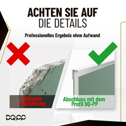 PVC-Profil Typ J PT5, Abschluss-Eckprofil für die Kante von Gipskartonplatten (GK), WEISS