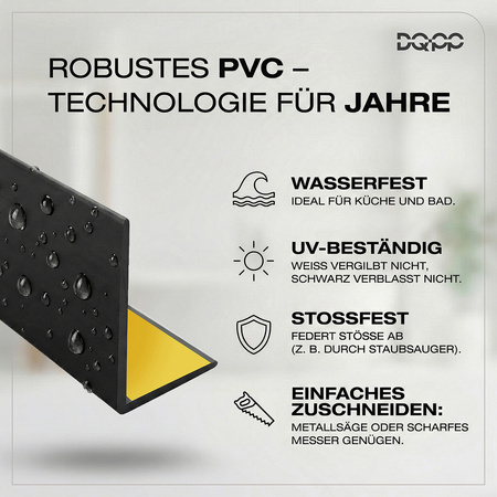 Selbstklebender PVC-Winkel für Außenecken 20×20mm SCHWARZ 2m