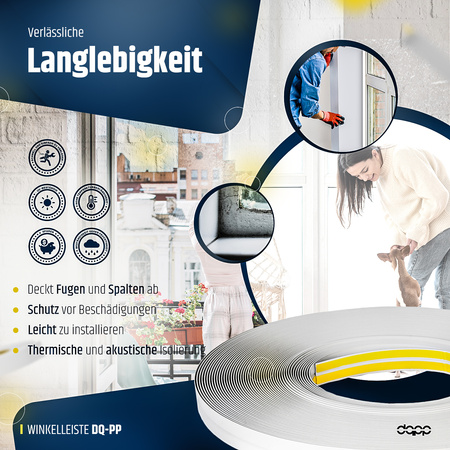 Fensterleiste mit Gummilippe 70mm Selbstklebend Abdeckleiste Kunststoffleiste Flachleiste