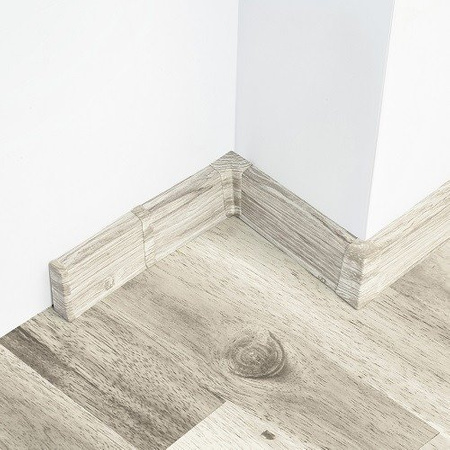 2m Fussleiste 55mm EICHE HUSKY Fußleiste Leiste Sockelleiste Laminatleiste Bodenleiste PVC + Montagematerial GRATIS