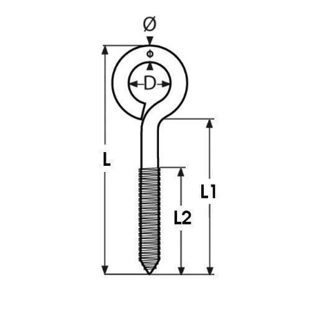 Ösenschraube Edelstahl V4A 6mm Schwere Ausführung Lang 60mm