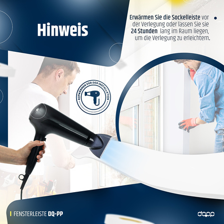 Fensterleiste 50mm x 1,5mm Weiß selbstklebend Flachleiste Abdeckleiste Kunststoffleiste