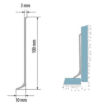2m Fussleiste aus Aluminium 100mm CAFFEE