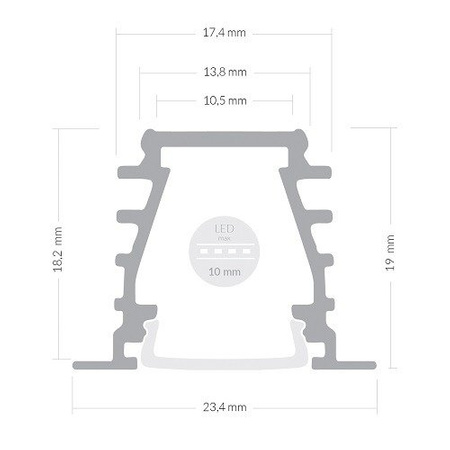 Alu Profil für LED DEEP Milchglas Streifen Lichtleiste Aluminium 2m