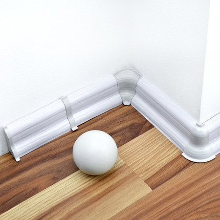 2m Fussleiste 52mm SILBER Fußleiste Leiste Sockelleiste Laminatleiste Bodenleiste PVC + Montagematerial GRATIS