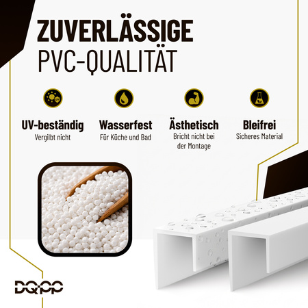 PVC-Profil Typ J PT5, Abschluss-Eckprofil für die Kante von Gipskartonplatten (GK), WEISS