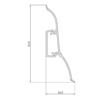 2m Fussleiste 62mm EICHE DORIAN Fußleiste Leiste Sockelleiste Laminatleiste Bodenleiste PVC + Montagematerial GRATIS