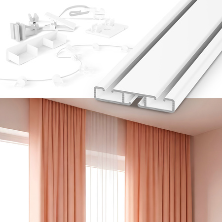 Gardinenschienen PVC 2-Läufig Vorhangsschiene Innenlaufschienen Deckenschiene SCHWARZ 90cm 100cm 150cm