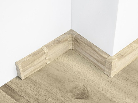 2m Fussleiste 55mm ESCHE WEISS Fußleiste Leiste Sockelleiste Laminatleiste Bodenleiste PVC + Montagematerial GRATIS