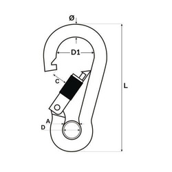 KARABINERHAKEN Feuerwehre Edelstahl V4A NIRO Karabiner mit Sicherheitsmutter und Kausche 11mm