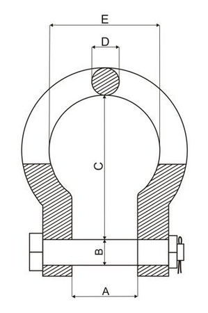 Geschweifte Schäkel 12T mit Sicherheitsbolzen, Mutter und Splint GK 6