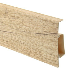 2m Fussleiste 75mm EICHE MALAYSIA Fußleiste Leiste Sockelleiste Laminatleiste Bodenleiste PVC + Montagematerial GRATIS