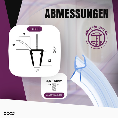 Duschdichtung Runddusche Gebogen Glass 3,5-5mm UKG13
