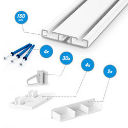 Gardinenschienen PVC 2-Läufig Vorhangsschiene Innenlaufschienen Deckenschiene SCHWARZ 90cm 100cm 150cm